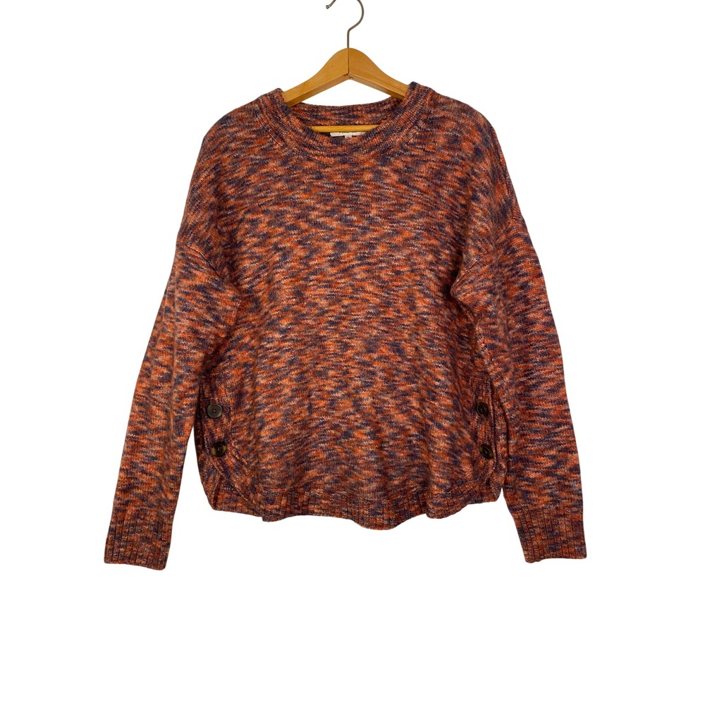 Madewell Space Dyed Button Side Crewneck Sweater Orange Purple Large Preppy Cozy